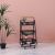 Oliver 3 Tier Bath Storage Cart With Wooden Handle- Black