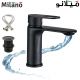 Milano Dito Basin Mixer Tap with Pop Up Waste & Flexible Pipe - Matte Black
