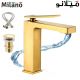 Milano Teriz Basin Mixer Tap with Pop Up Waste & Flexible Pipe - Matte Gold