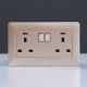 Milano 13A Twin Socket With Switch & Led Indicator-Gold