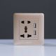 Milano 2 Pin & 3 Pin Universal Socket With 2.1A Us-Gold