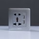Milano 2 Pin & 3 Pin Universal Socket With 2.1A Us-Silver