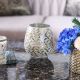 Cellena Mosaic Glass T Light Holder White & Gold - 14.5 x 14.5 x 16 Cm