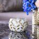 Cellena Mosaic Glass T-Light Holder White & Gold