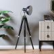 Nicholas Wood Adjustable Height Tripod Floor Lamp With Metal Shade