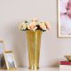 Decimus Geomatry Texture Vase 15X15X37 Cm Gold Vdal-81
