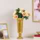 Decimus Textured Vase With Base Small 16X16X36 Cm Gold Vdal-84