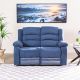 V2 Damian 2 Seater Fabric Recliner - Blue
