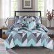 Plush 4-Piece Single Comforter Set Teal Grey