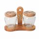 Loretta 2-Piece Glass Spice Jar Set With Wooden Stand - 11 x 25 x 19cm