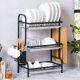 Atticus 3-Tier Iron Dish Rack With Pp Cup,Tray Black 42 X 25 X 63 Cm